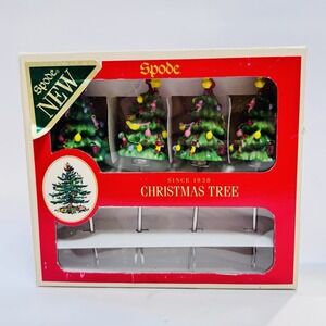 Spode Christmas Tree Set of 4 Canape Appetizer Picks Forks 2007 New Open Box